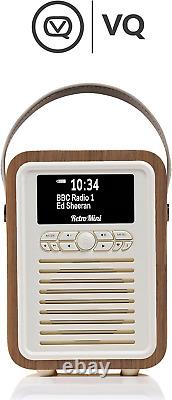 Radio portable rétro mini Dab avec haut-parleur Bluetooth et prise auxiliaire Dab+ FM pour chevet.