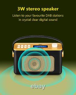 Radio portable sans fil DAB / DAB + FM rétro premium avec batterie rechargeable