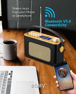 Radio portable sans fil DAB / DAB + FM rétro premium avec batterie rechargeable