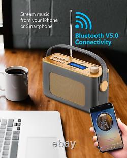 Radio portable sans fil UEME Retro DAB/DAB+ FM avec Bluetooth (gris anthracite)