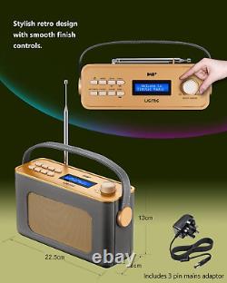 Radio portable sans fil rétro DAB/DAB+ FM avec batterie rechargeable USB et bleu