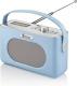 Radio Rétro Bleue, Sortie De Puissance De 3w, Horloge Ajustable Automatiquement Sur 24 Heures, A