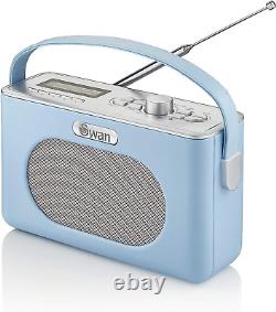 Radio rétro bleue, sortie de puissance de 3W, horloge ajustable automatiquement sur 24 heures, A