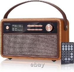 Radio-réveil Roxel Retro D1 Vintage DAB+/FM sans fil avec haut-parleur et horloge de chevet