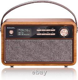 Radio-réveil Roxel Retro D1 Vintage DAB+/FM sans fil avec haut-parleur et horloge de chevet