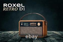 Radio-réveil Roxel Retro D1 Vintage DAB+/FM sans fil avec haut-parleur et horloge de chevet