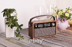 Radio-réveil Roxel Retro D1 Vintage DAB+/FM sans fil avec haut-parleur et horloge de chevet