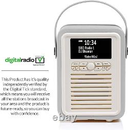 Radio-réveil portable Bluetooth rétro mini DAB avec musique FM et prise casque 3,5 mm