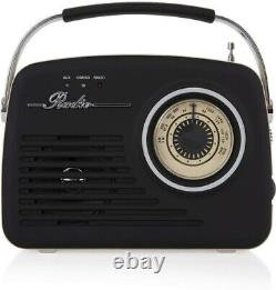 Radio vintage Akai style 50's portable rétro AM/FM noire sur secteur/piles avec USB SD