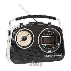 Radio vintage DAB/FM Steepletone Devon des années 1960, style rétro classique, portable noir