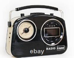 Radio vintage Steepletone Devon DAB/FM des années 1960 en style rétro classique portable noir
