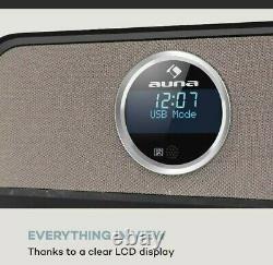 Rétro Auna Radio Dab CD Bluetooth Usb Portable Mp3 Lecteur LCD Alarme