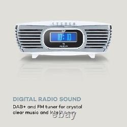 Rétro Dab + Clock Radio Lecteur CD Stereo Fm Mp3 Aux Portable Audio Retro White