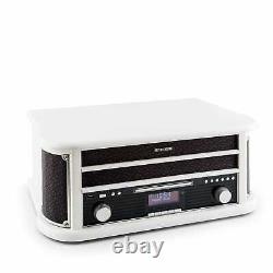 Retro Vinyl Tournable Stereo Haut-parleur Lecteur D'enregistrement Bluetooth Dab CD Radio Blanc