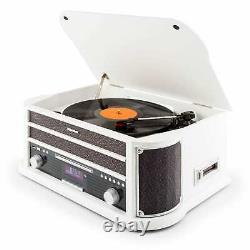 Retro Vinyl Tournable Stereo Haut-parleur Lecteur D'enregistrement Bluetooth Dab CD Radio Blanc