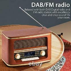 Retro Wood Fm/dab+(plus) Volume De Louage De Radio Numérique Avec Sans Fil