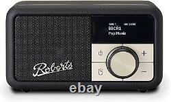 Réveil Roberts Petite DAB/DAB+/FM Bluetooth Portable Digital Radio, Noir Rétro