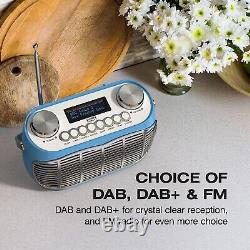 Réveil radio DAB Detroit à branchement électrique ou à pile, avec fonction d'alarme, radio DAB/DAB+/FM au style rétro.