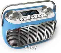 Réveil radio DAB Detroit à branchement électrique ou à pile, avec fonction d'alarme, radio DAB/DAB+/FM au style rétro.