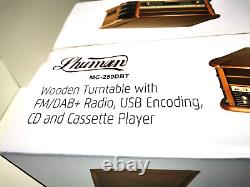 SHURMAN MC-250DB Chaîne Hifi rétro en bois avec DAB, USB, CD, cassette et tourne-disque, neuf dans sa boîte
