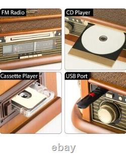 Shuman Mc-250bt8-en-1 Retro Turntable CD Dab Fm Radio Bande Usb Et Lecteur Sans Fil