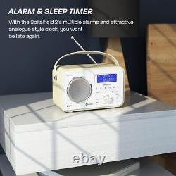 Spitalfields 2 Radio portable rétro DAB/DAB+ numérique FM avec horloge alarme blanc