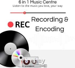 Steepletone Houston 6-en-1 Centre musical rétro avec platine vinyle, CD, cassette, DAB FM en bois
