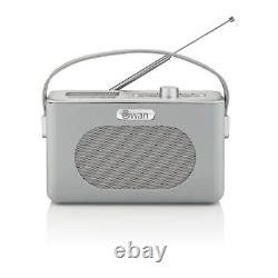 Swan Rétro Gris Radio Portable DAB Bluetooth Réveil avec Affichage LCD SRA43010GRN