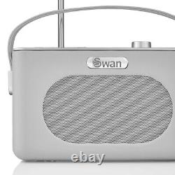 Swan Rétro Gris Radio Portable DAB Bluetooth Réveil avec Affichage LCD SRA43010GRN