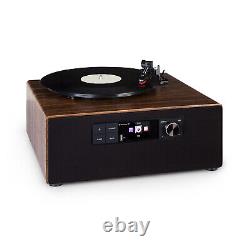 Tourne-disque en vinyle avec haut-parleurs Bluetooth DAB+ USB MP3 Radio Marron