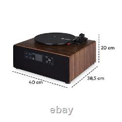 Tourne-disque en vinyle avec haut-parleurs Bluetooth DAB+ USB MP3 Radio Marron