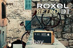 Traduisez ce titre en français : ROXEL RETRO D1 Radio vintage DAB/FM avec enceinte Bluetooth et réveil de chevet.