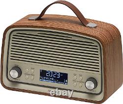 Traduisez ce titre en français : Radio portable Denver DAB-38 Retro DAB/DAB+ numérique et FM avec réveil à piles