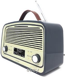 Traduisez ce titre en français: Radio portable rétro Denver DAB-38 DAB/DAB+ numérique et FM avec réveil à piles.