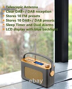 Ueme Rétro Dab/dab+ Fm Radio Portable Sans Fil Avec Bluetooth Charcoa