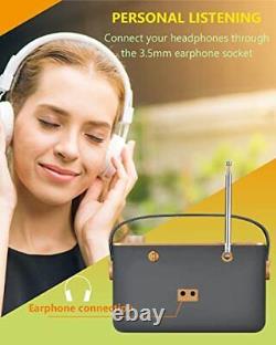 Ueme Rétro Dab/dab+ Fm Radio Portable Sans Fil Avec Bluetooth Charcoa