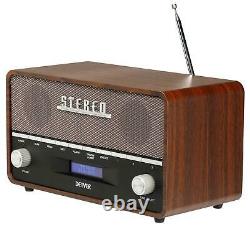 Vintage Style Dab+ & Fm Radio Avec Bluetooth, Aux In & Dual Alarm Clock, 2 X 5w