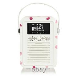 Vq Emma Bridgewater Rétro Mini Dab Radio Coeurs Roses Bluetooth Radio Portable