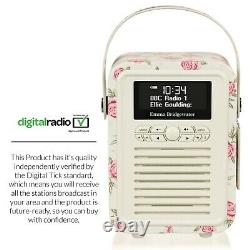Vq Emma Bridgewater Retro Vintage Dab Radio Portable Rose & Bee Bluetooth