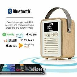 Vq Rétro Mini Dab & Dab+ Radio Numérique Avec Fm, Bluetooth Et Réveil Chêne