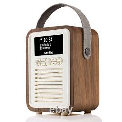 Vq Retro Mini Dab+ Radio Portable Fm Numérique/bluetooth Speaker Walnut Audio