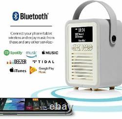 Vq Rétro Mini Dab/dab+ Radio Numérique Et Fm Portable Bluetooth Gris Clair